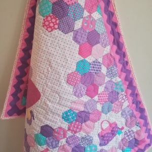 Girly girl quilt with perfectly matching backing and binding (personalised)